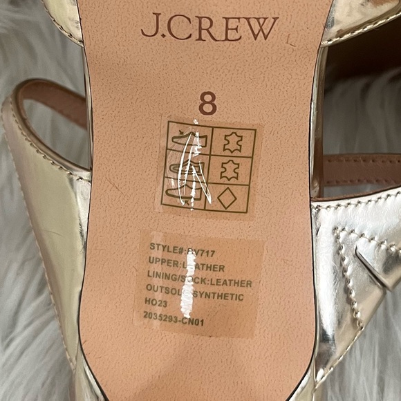 {J. Crew} Zadie Metallic Leather Bow-Strap Kitten Heel Sandals in Gold - Size 8 - Picture 11 of 12